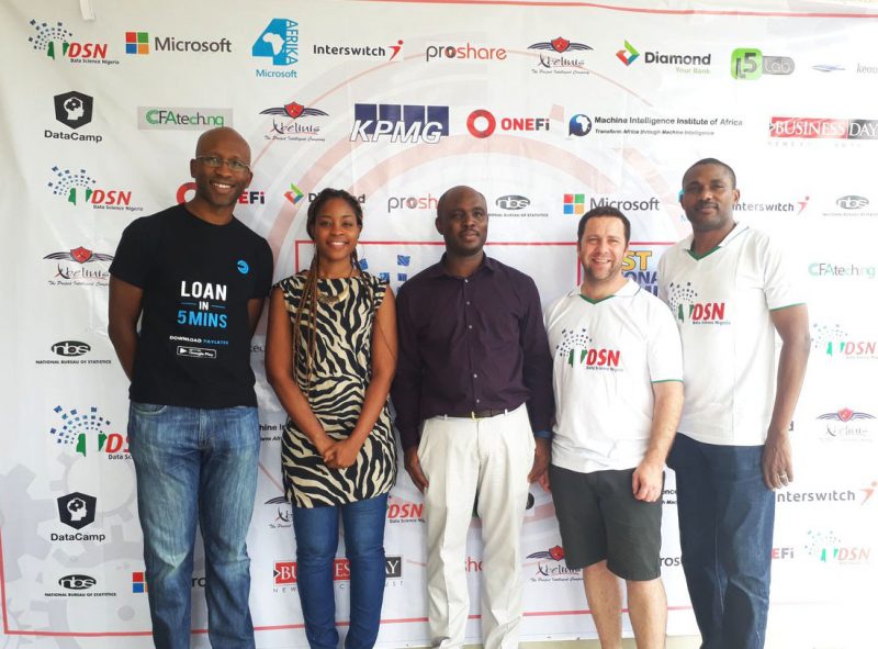 Ngozi Dozie, Director, OneFiCo, Jennifer Grant-Ezeronye & Ladi Asun, representatives of KPMG, Corne Nagel, Chief Data Scientist, OneFiCo and Bayo Adekanmbi, Convener, Data Science Nigeria at the Data Science Nigeria Bootcamp