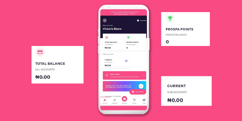 Prospa app: Landing page