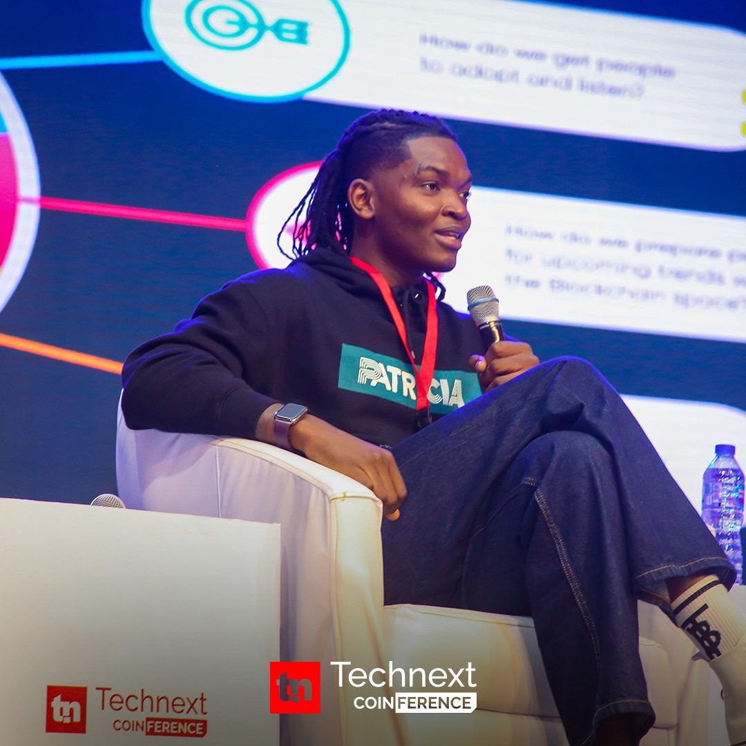 Hanu Fejiro, CEO, Patricia, speaking at Technext Coinference 1.0