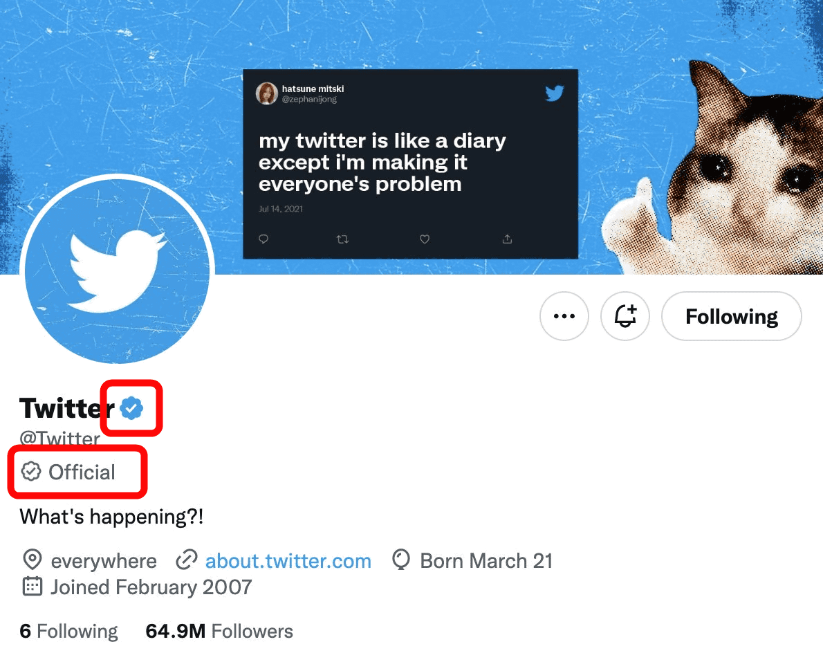 Twitter Blue Tick and the Grey Official Mark