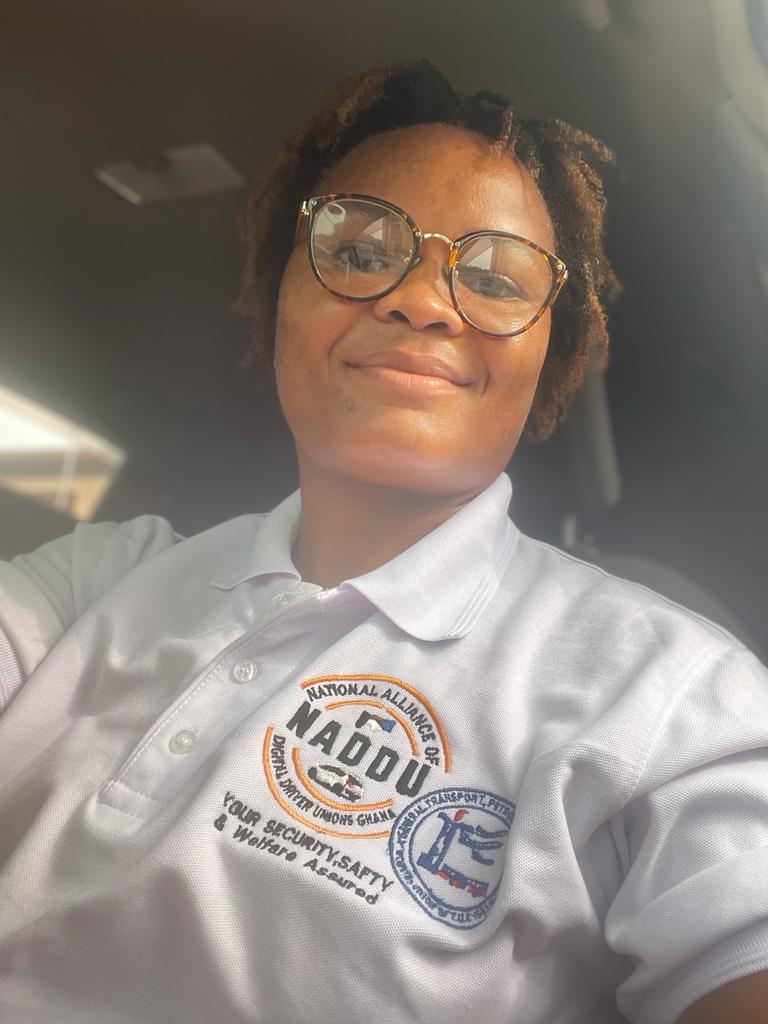 Elizabeth Ryan, the chairperson of Ghana’s National Alliance of Digital Drivers Union (NADDU) in Ghana