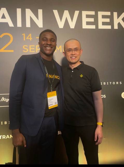 Mouloukou Sanoh with Binance CEO, CZ.