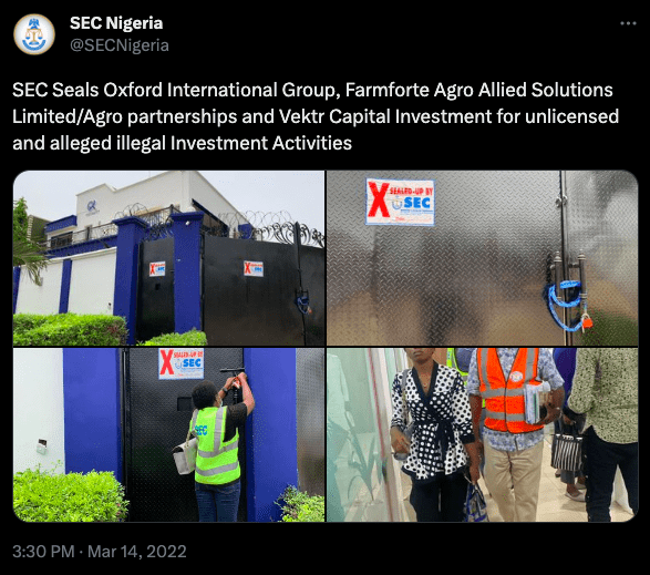 SEC seals Farmforte