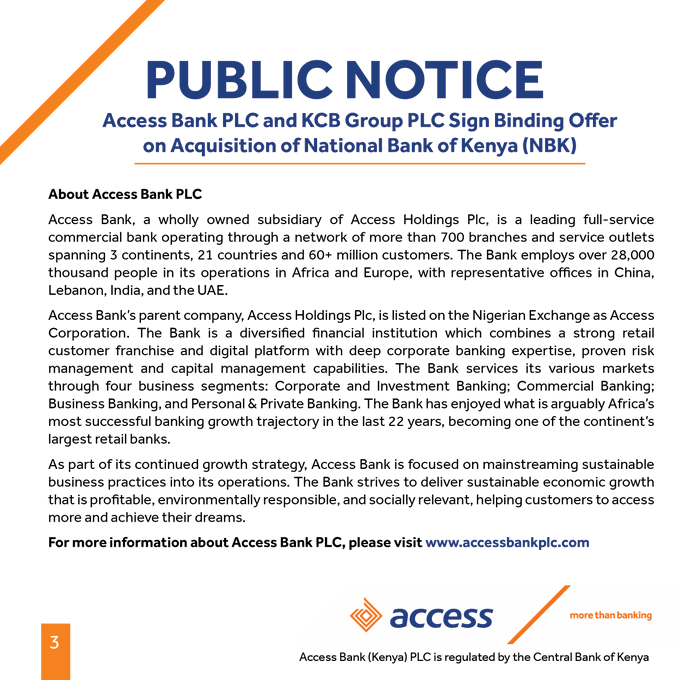 Access Bank acquires National Bank of Kenya as part of East African expansion drive