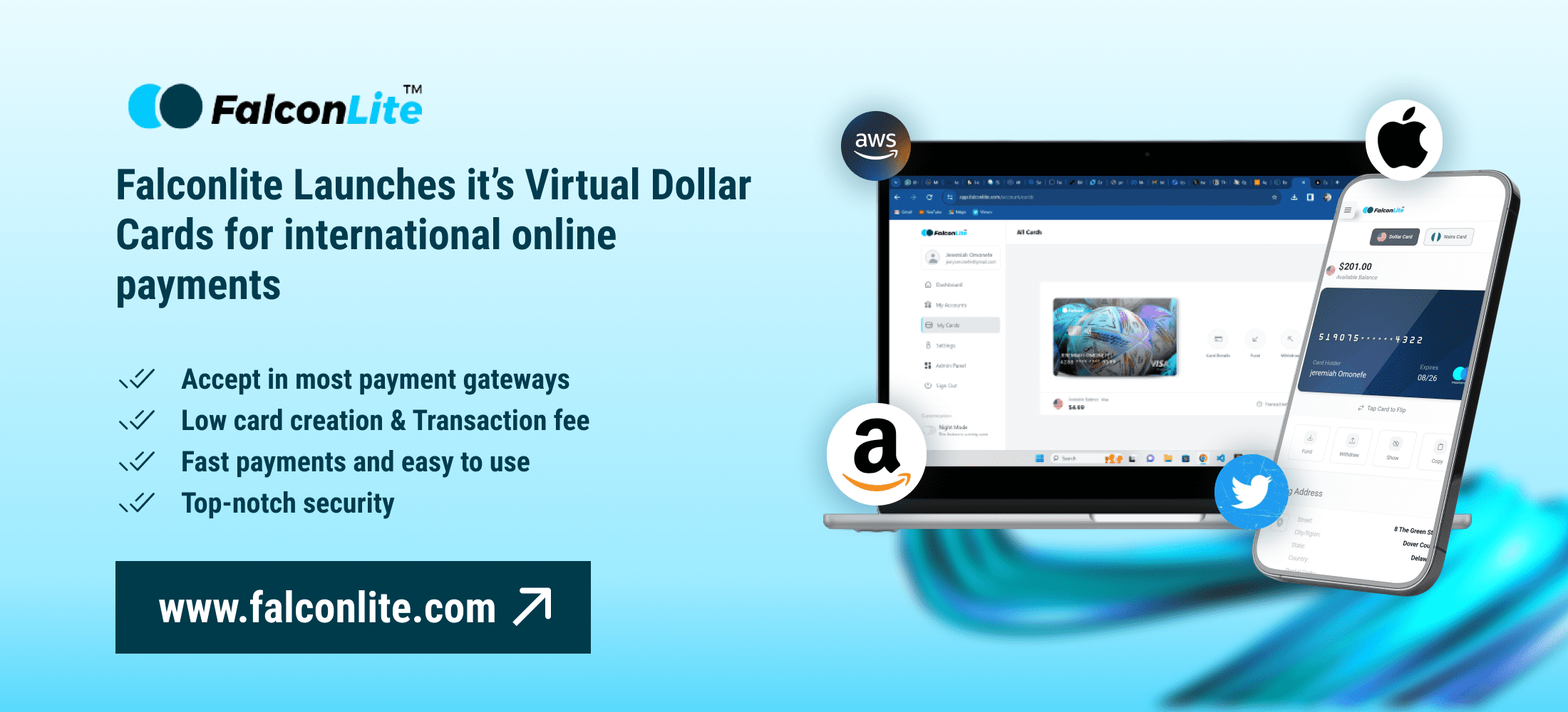 Falconlite announces launch of virtual USD, NGN cards to enable Nigerians make international payments
