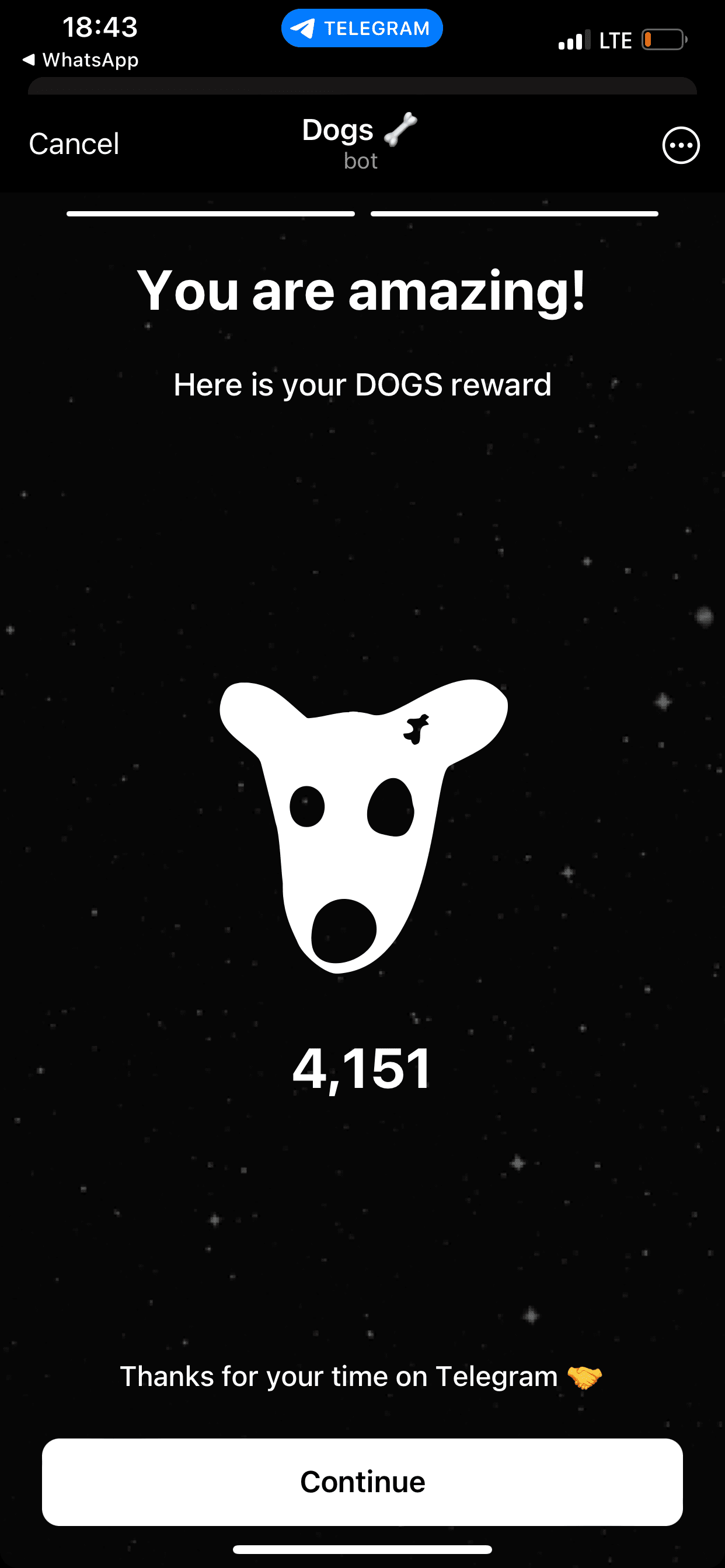 DOGS token claim on Telegram
