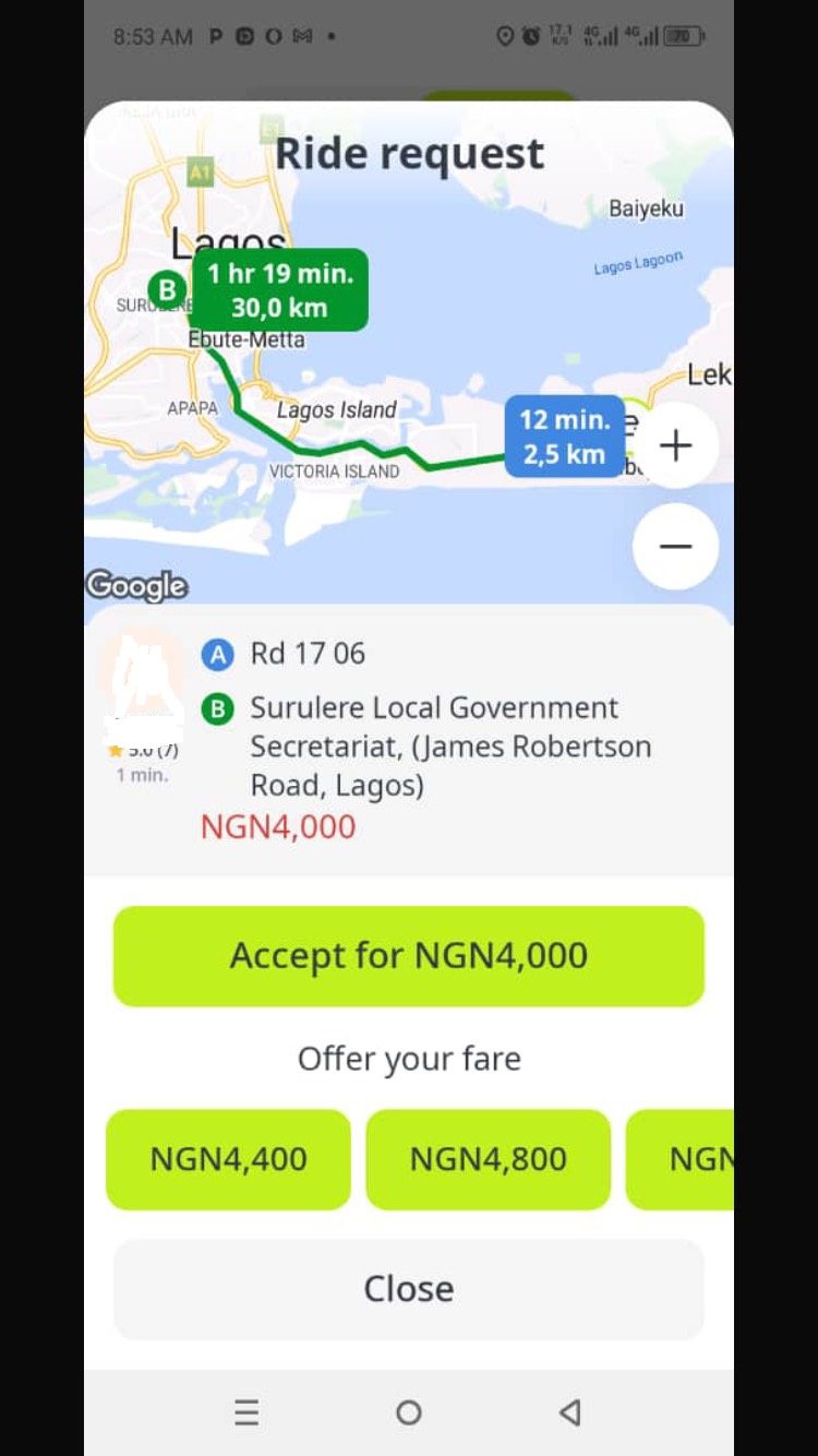 Drivers slam InDrive for ridiculous fare prices offered on its app amid poor earnings