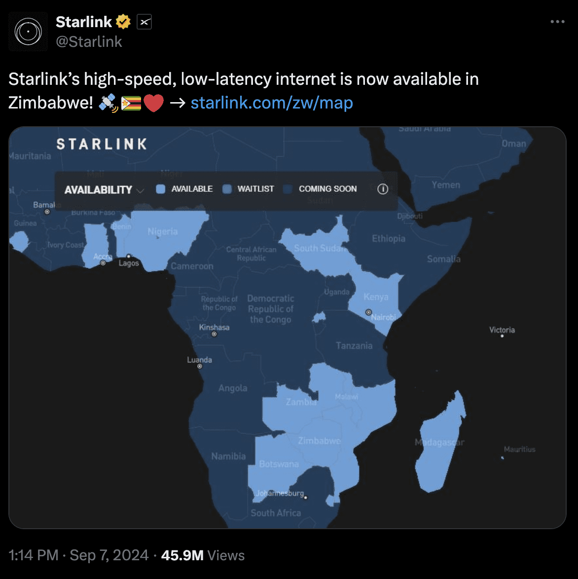 3 months after President Mnangagwa's promise, Starlink launches in Zimbabwe
