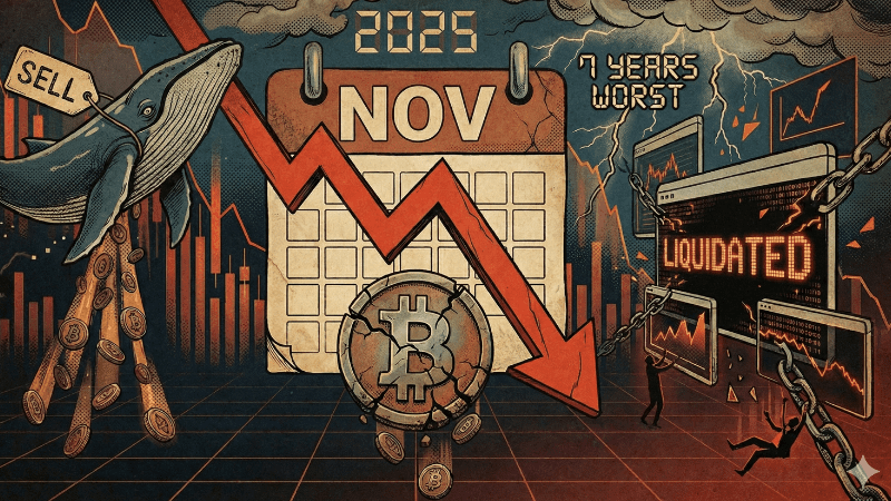 Bitcoin posts worst November in seven years as whale selling and liquidations bite