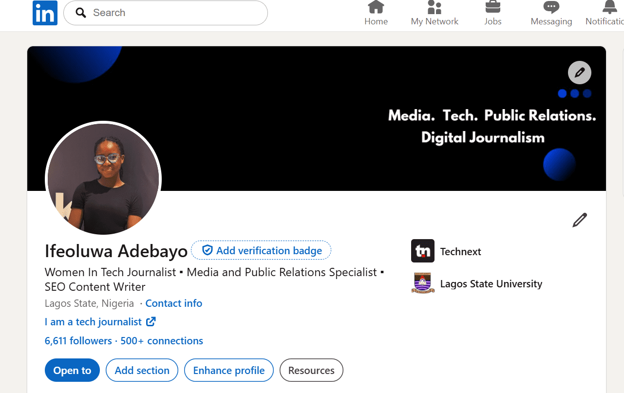 tech social media page